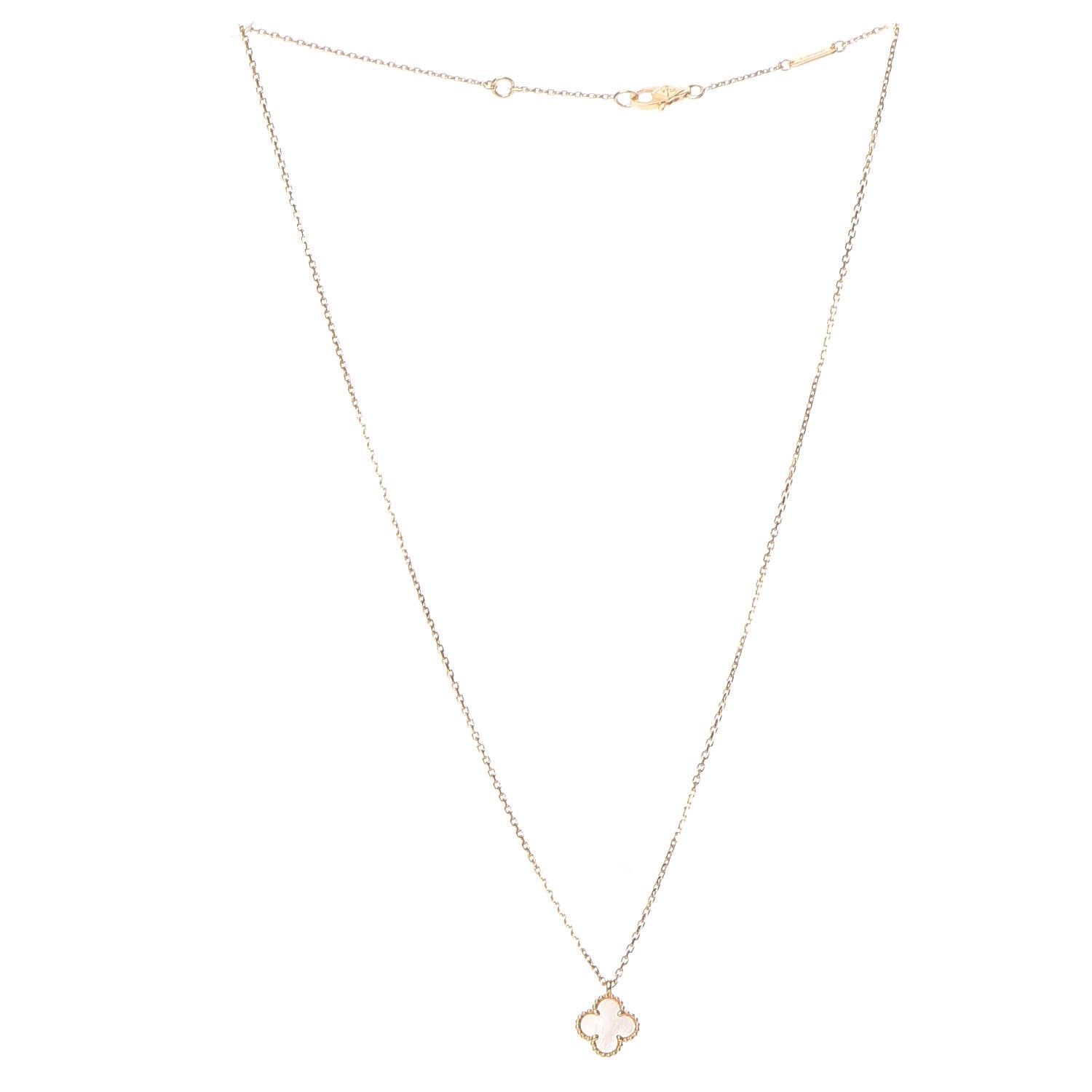 Van Cleef & Arpels 18K Yellow Gold Mother of Pearl Sweet Alhambra Pendant Necklace 3 of 7