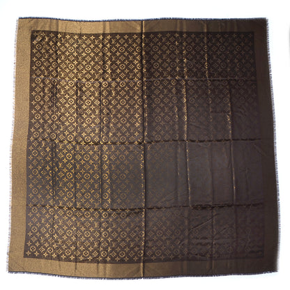 Louis Vuitton Silk Lurex Wool Monogram Shine Shawl Brown 4 of 6