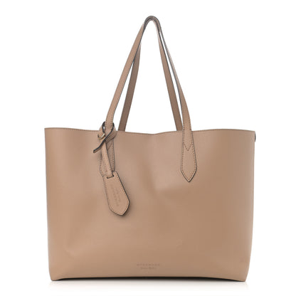 Burberry Grainy Calfskin Haymarket Check Medium Reversible Tote Camel 1 of 28