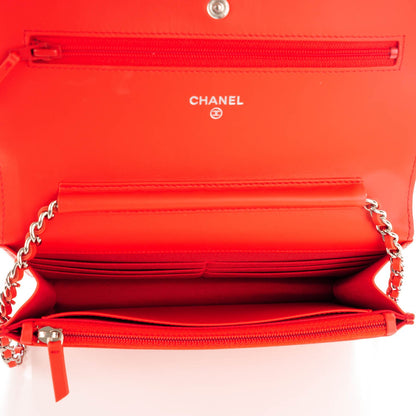 Chanel Patent Striped Wallet On Chain WOC Red 5 of 8