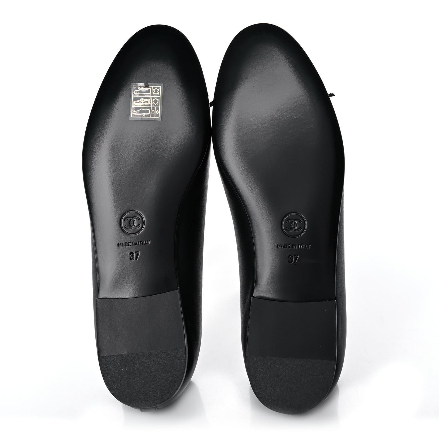 Lambskin Patent Cap Toe Ballerina Flats 37 Black