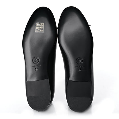 Chanel Lambskin Patent Cap Toe Ballerina Flats 37 Black 5 of 9