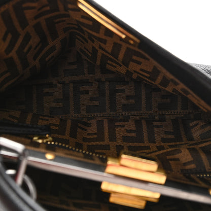 Fendi Goatskin Zucca Medium Peekaboo Iconic Satchel Black Tobacco 8 of 10