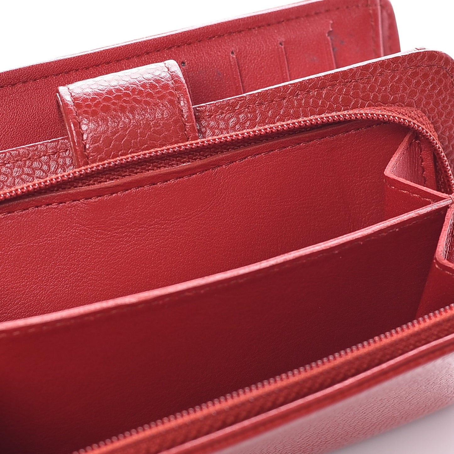 Caviar Timeless CC Zipped Pocket Wallet Red
