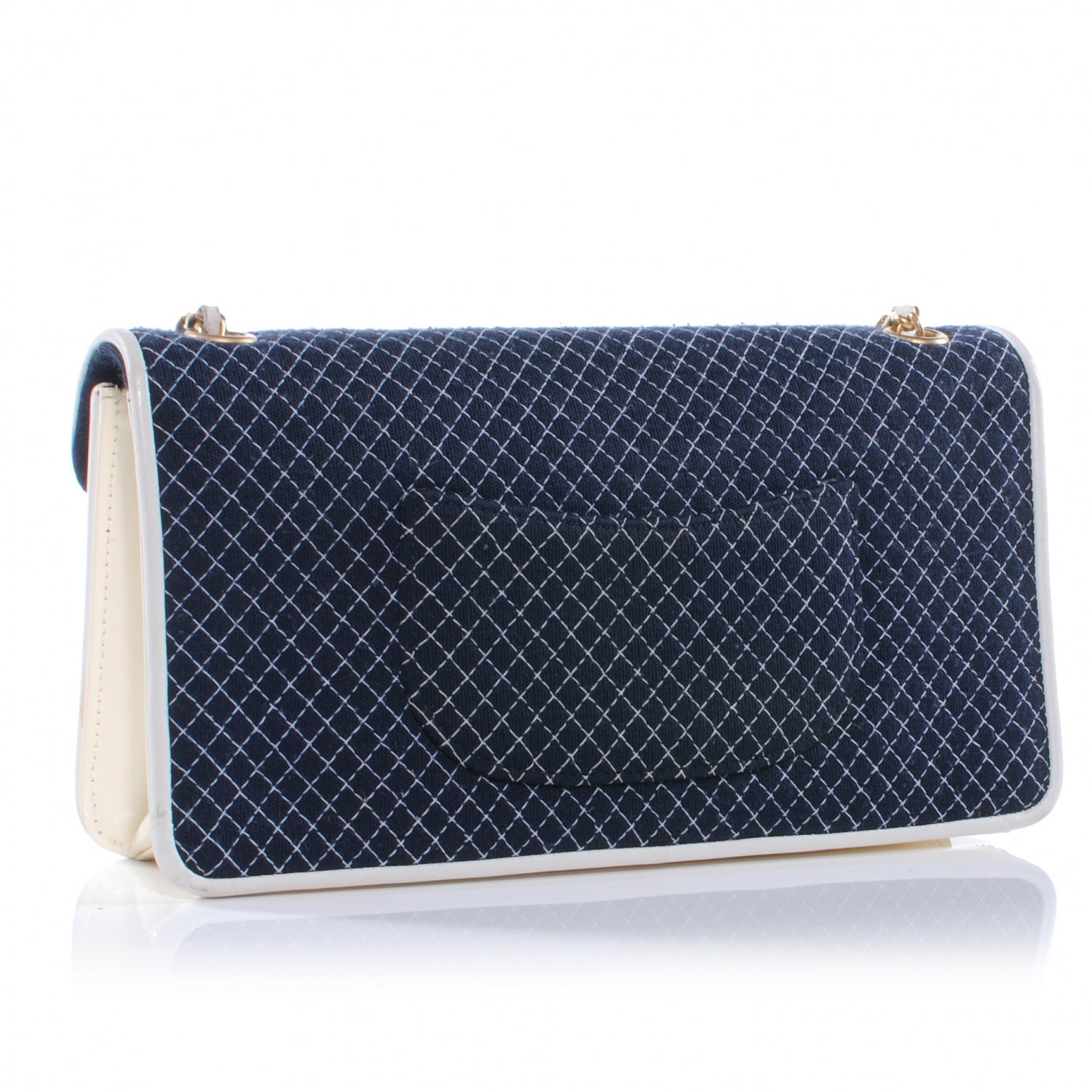 Chanel Patent Jersey Quilted Small Flap Navy Blue 4 of 9