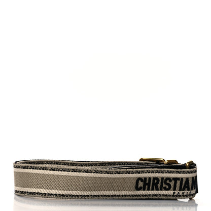 Christian Dior Canvas Embroidered Shoulder Strap Beige 2 of 4