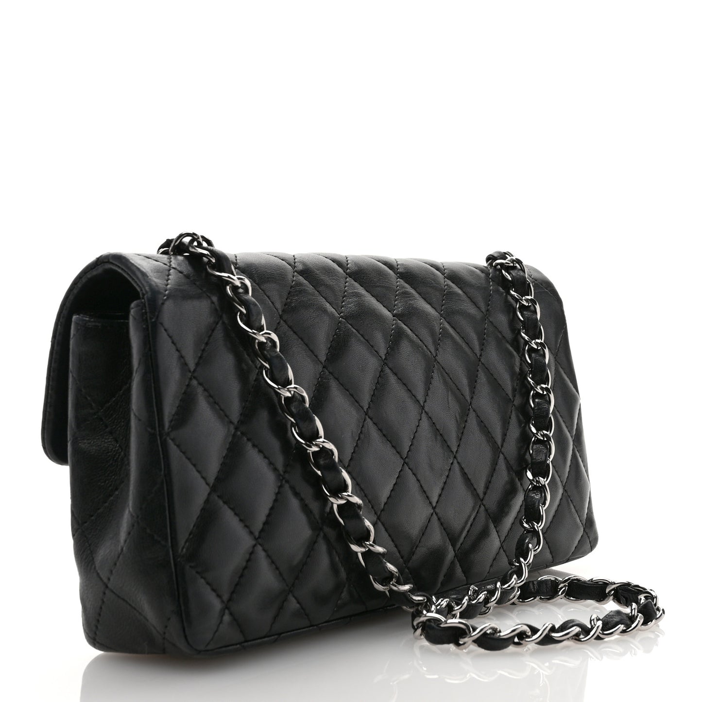 Lambskin Quilted East West Flap Black