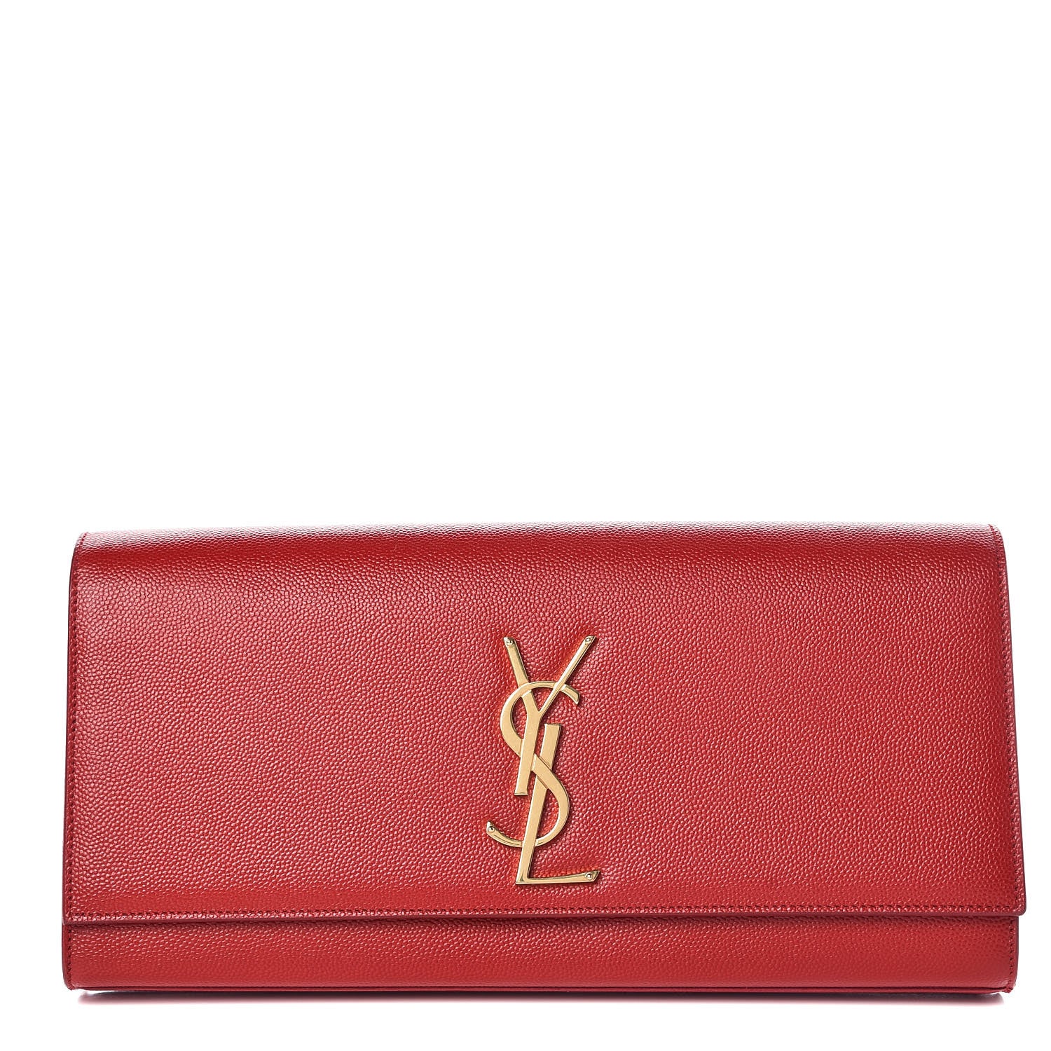 Saint Laurent Grain De Poudre Classic Monogram Cassandre Clutch New Red 1 of 9