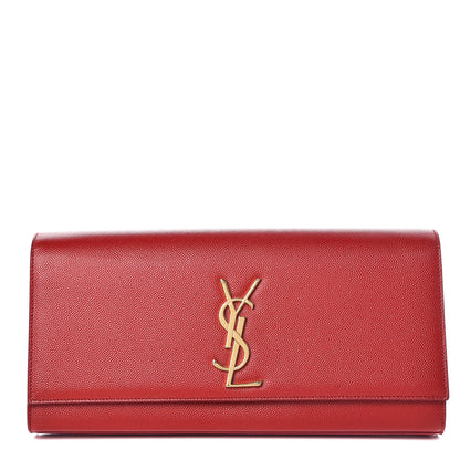 Saint Laurent Grain De Poudre Classic Monogram Cassandre Clutch New Red 1 of 9