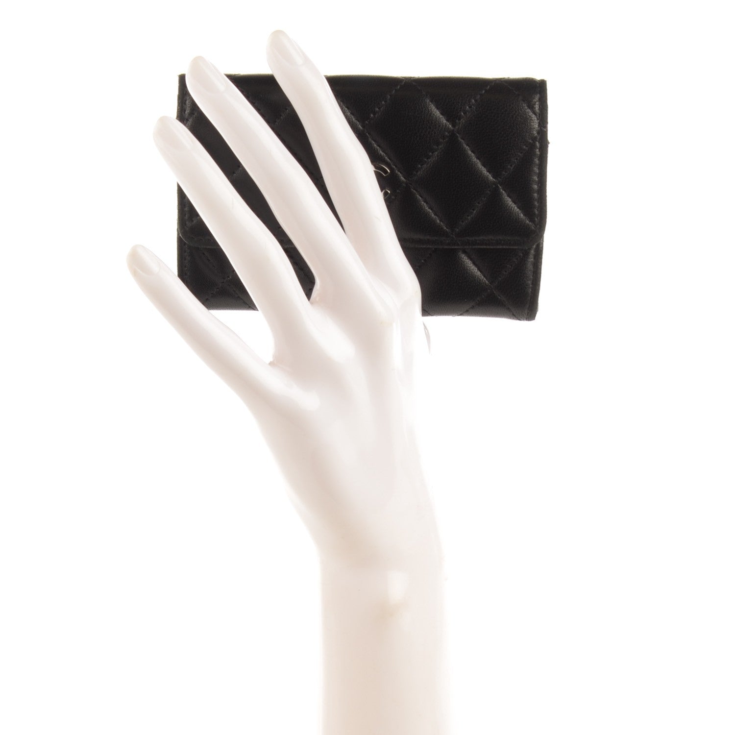 Chanel Lambskin Quilted Flap Card Holder Black 2 of 8