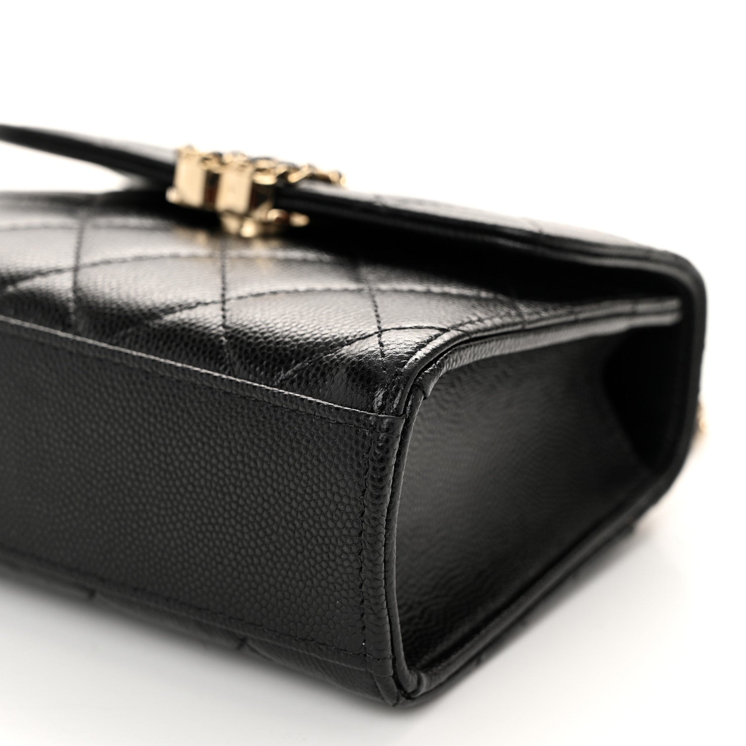 Chanel Caviar Quilted Double Chain Top Handle Flap With Chain Black 10 of 11