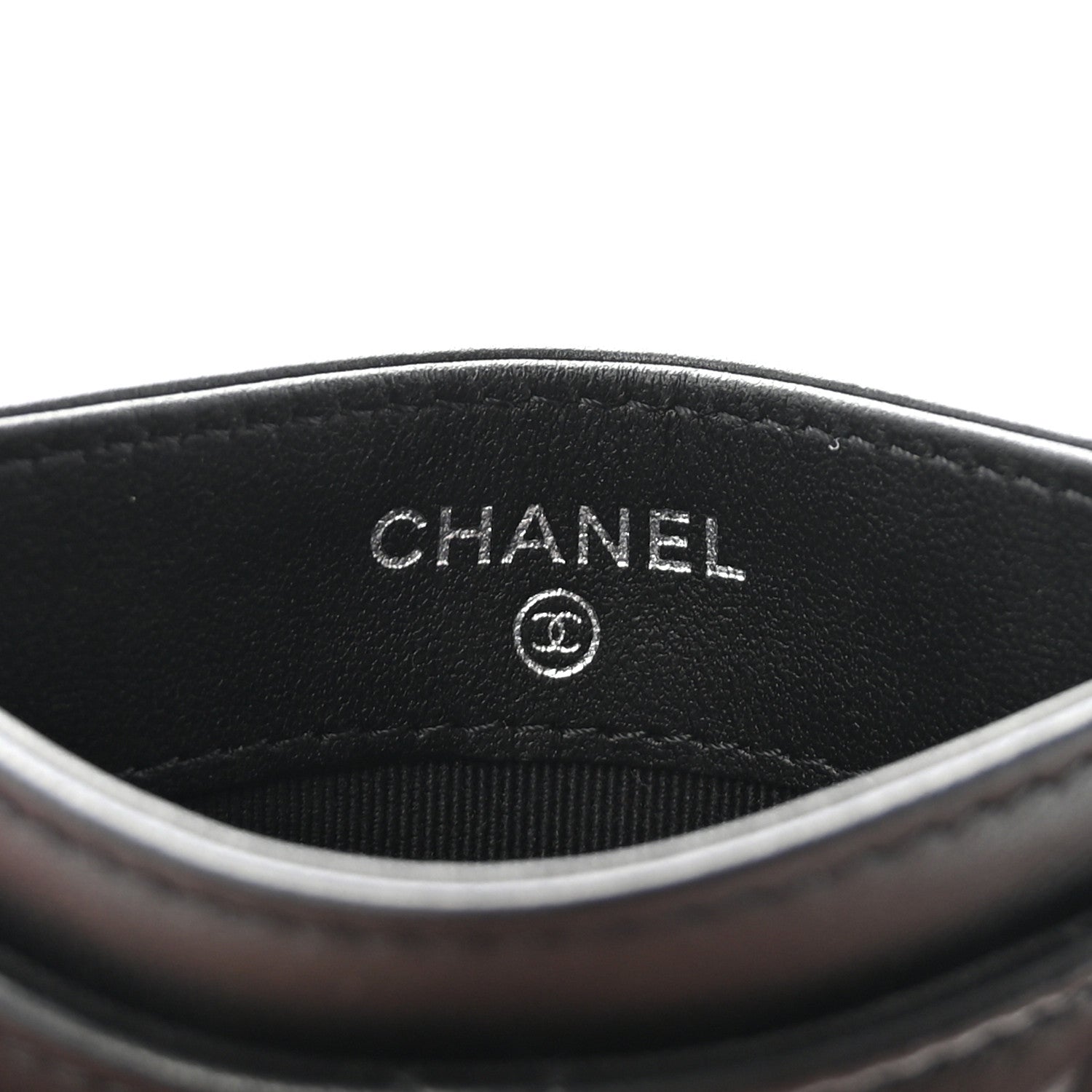Chanel Lambskin Crystal Quilted Studded CC Card Holder Black 6 of 9