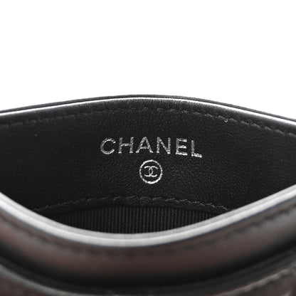 Chanel Lambskin Crystal Quilted Studded CC Card Holder Black 6 of 9