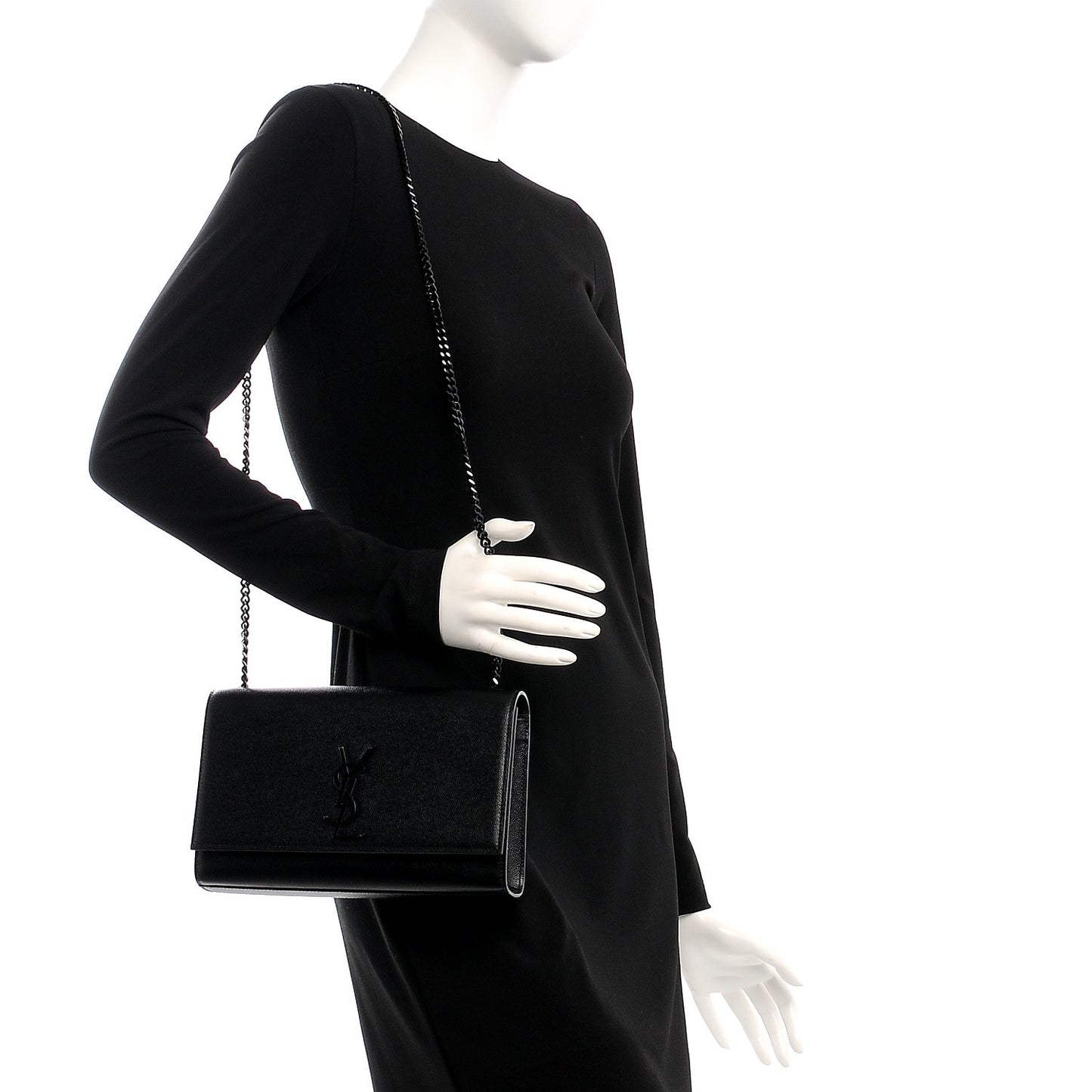 Grain De Poudre Medium Classic Monogram Kate Satchel Black