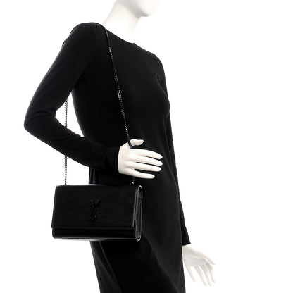 Saint Laurent Grain De Poudre Medium Classic Monogram Kate Satchel Black 2 of 7