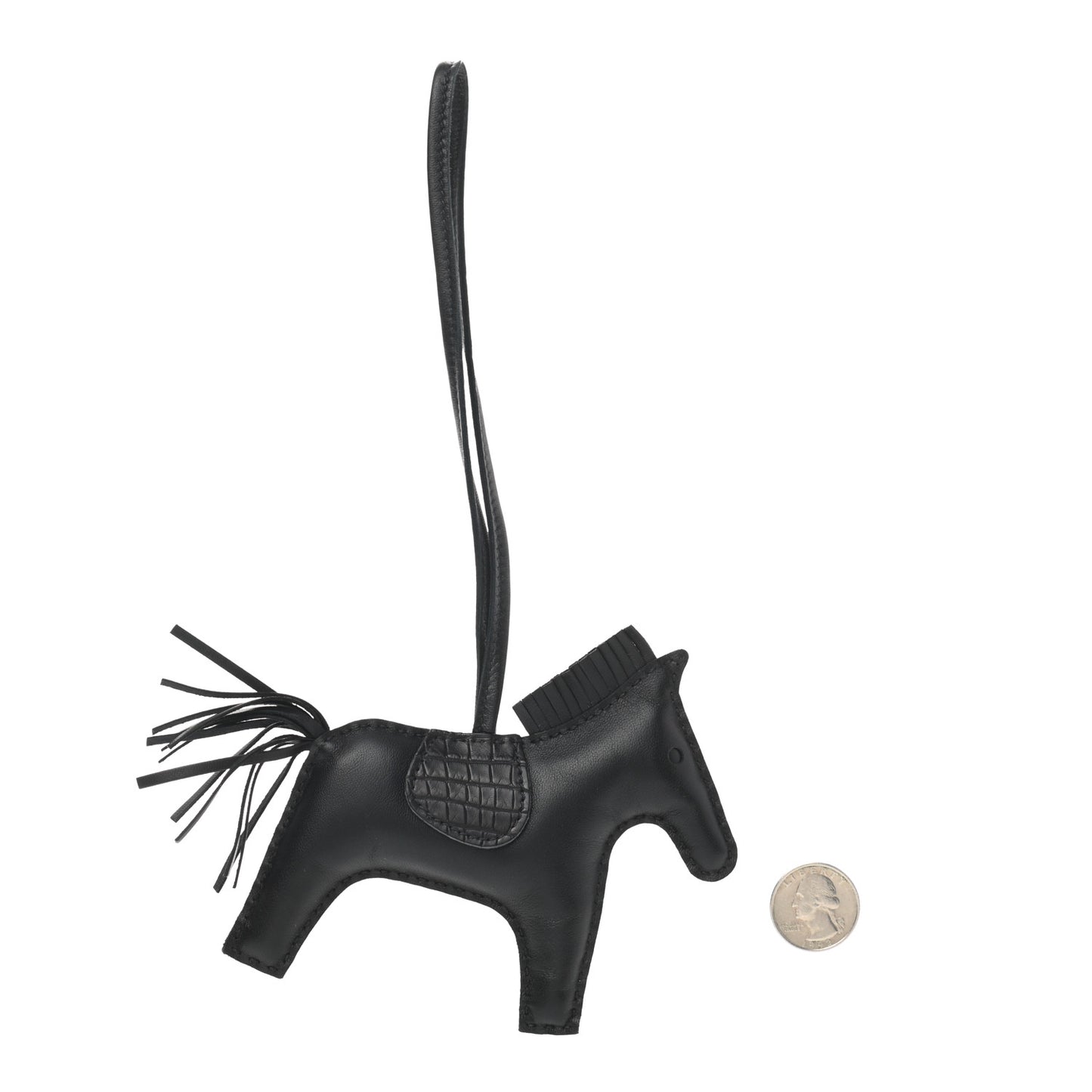 Milo Lambskin Matte Alligator Touch Grigri Rodeo Horse Bag Charm MM So Black