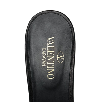 Valentino Garavani Grainy Cowhide VLogo 45mm Slide Sandals 38 Black 7 of 9
