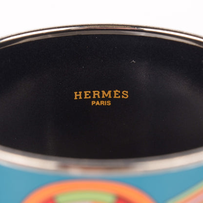 Hermes Enamel Printed Tohu Bohu Extra Wide Bracelet 70 Turquoise 4 of 5