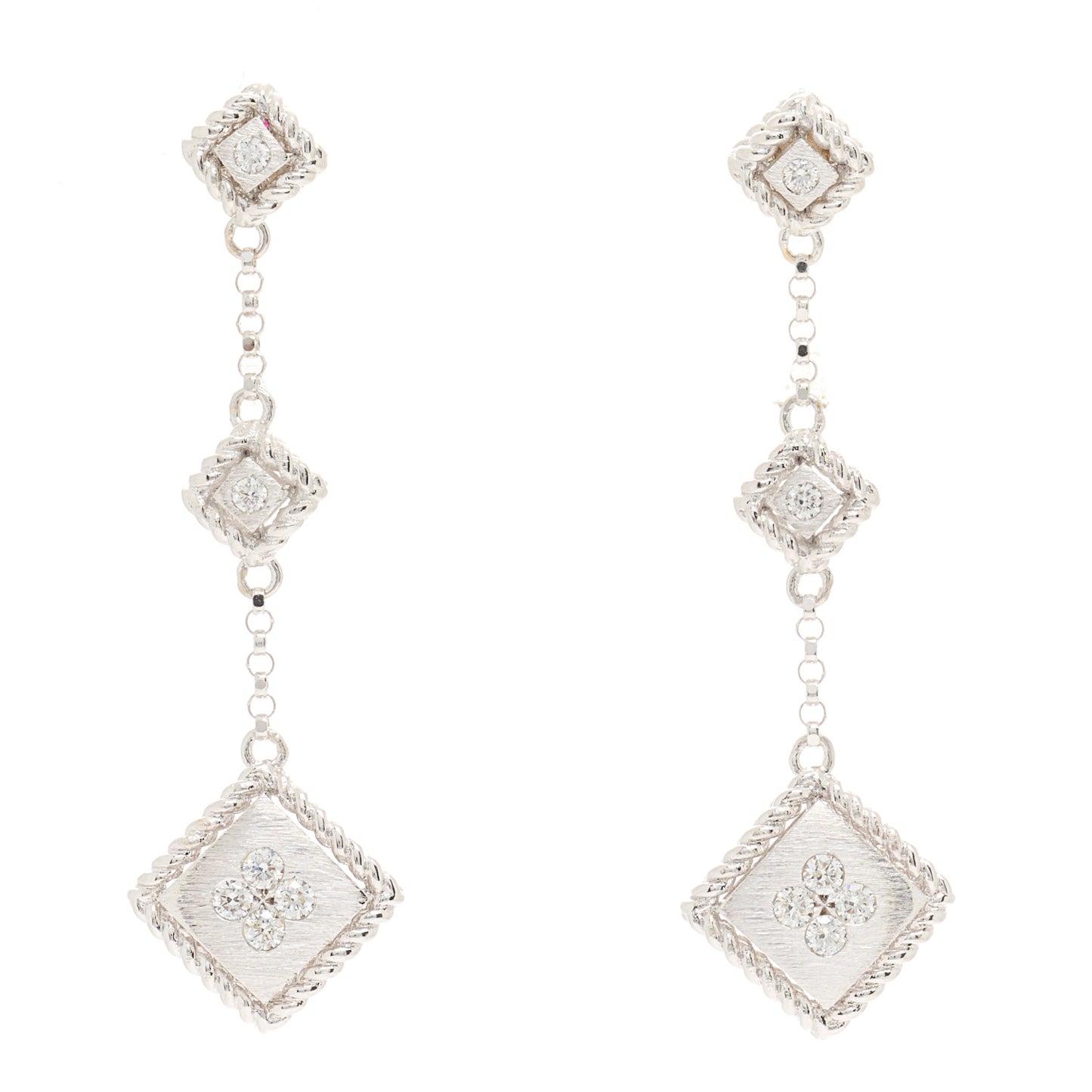 18K White Gold Diamond Palazzo Ducale Drop Earrings