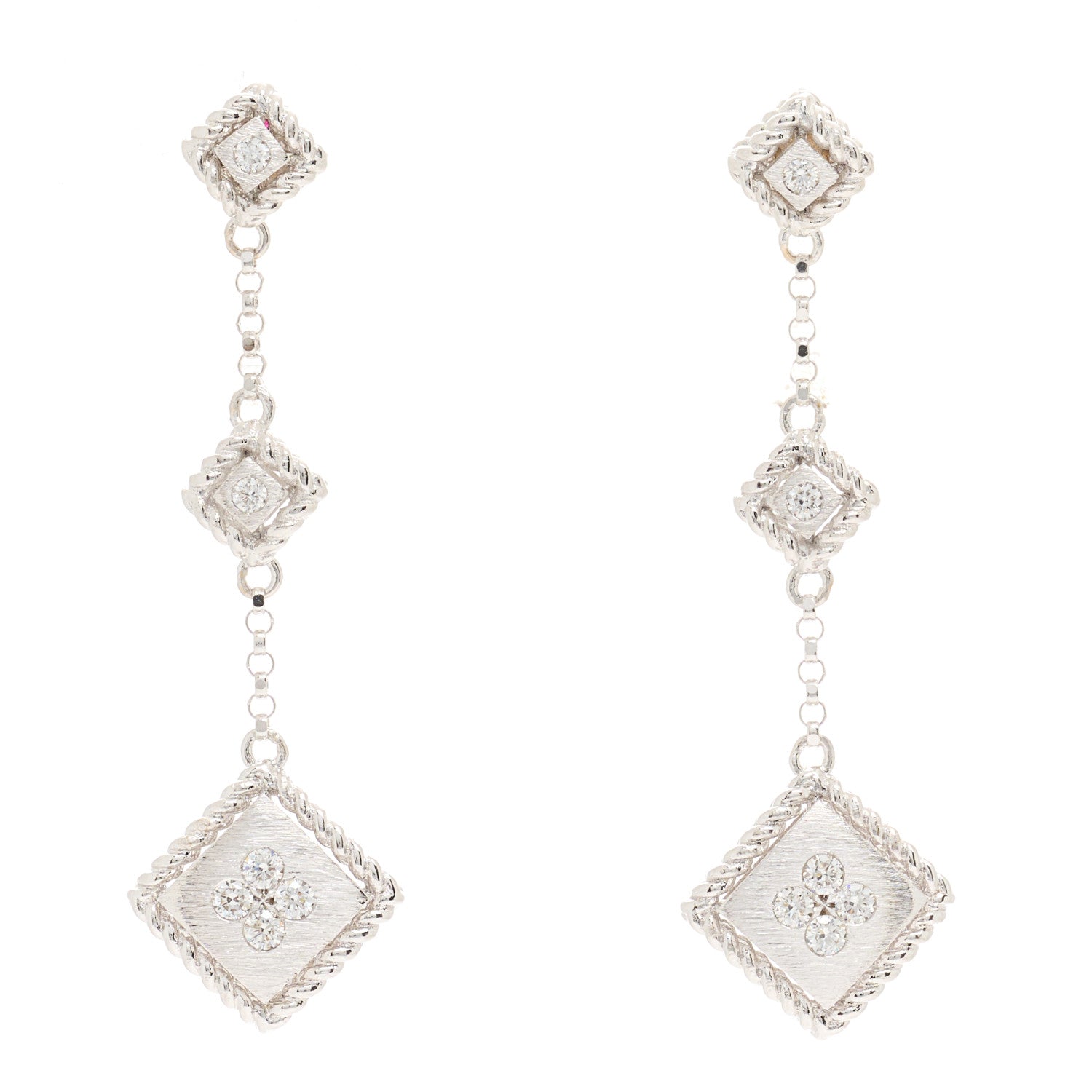 Roberto Coin 18K White Gold Diamond Palazzo Ducale Drop Earrings 1 of 4