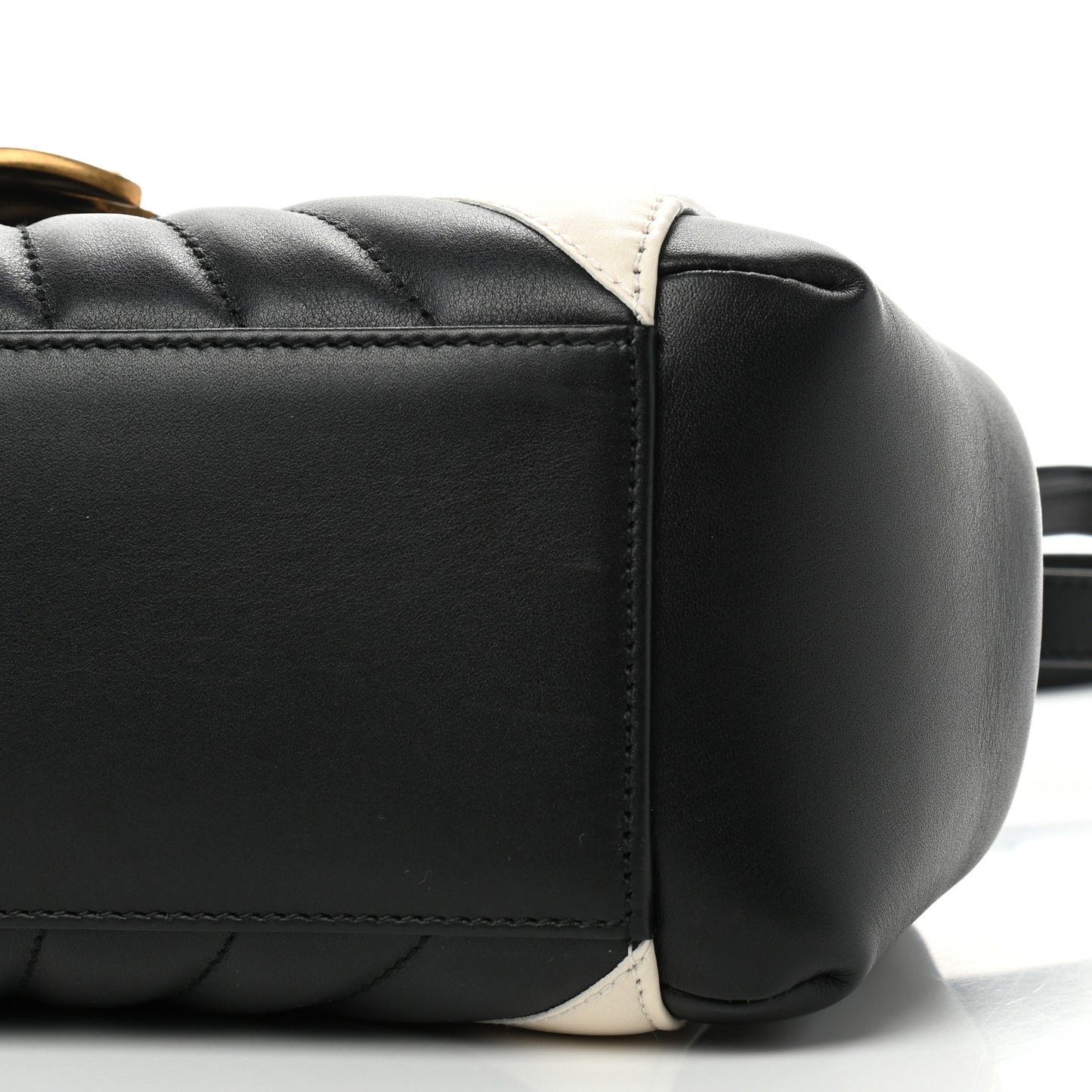 Calfskin Bamboo Trapuntata Queen Margaret Top Handle Bag Mystic White Black