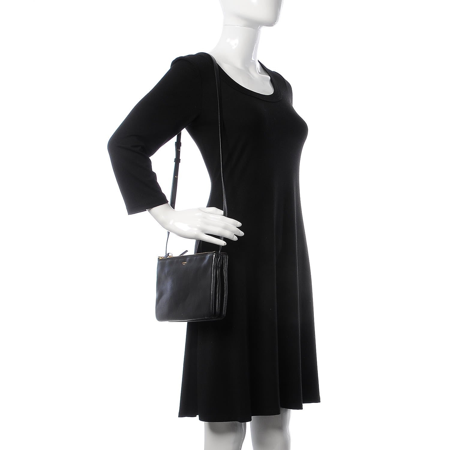 Celine Lambskin Small Trio Crossbody Bag Black 2 of 12