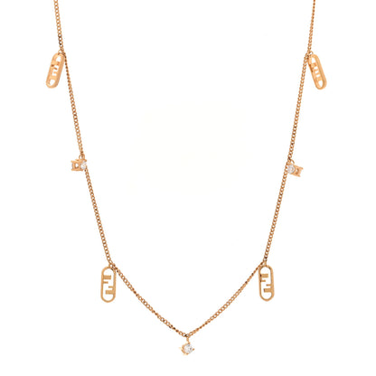 Fendi Metal Crystal Fendi O'Lock Long Necklace Gold 1 of 6