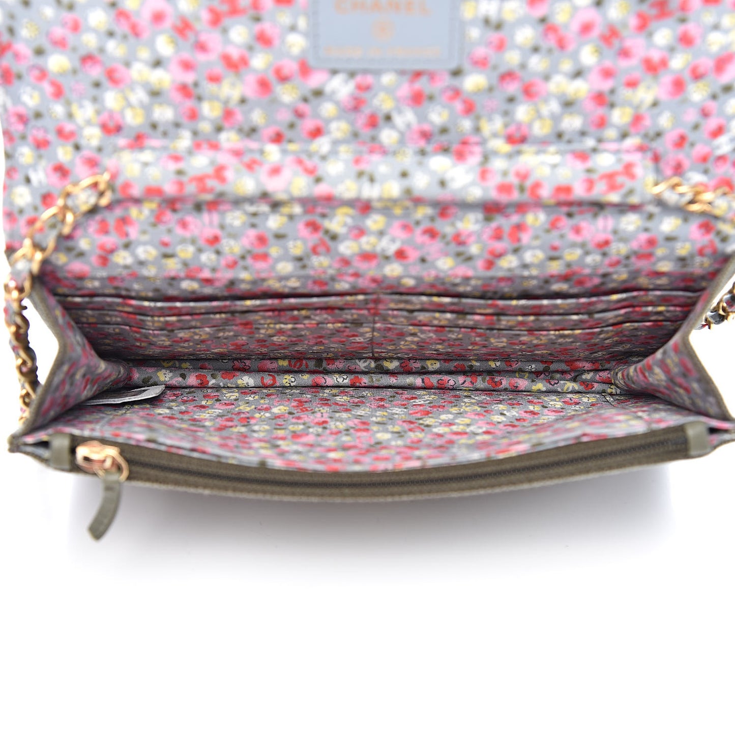 Canvas Quilted Coco Cuba Charms Wallet On Chain WOC Khaki