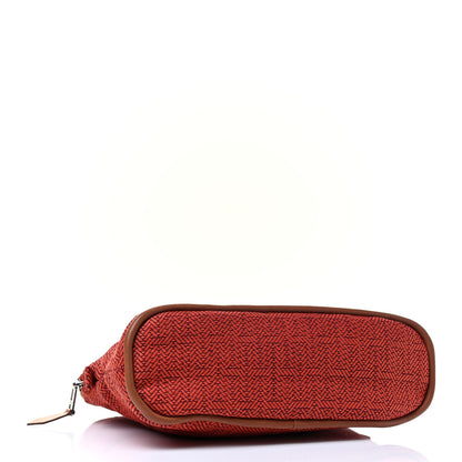 Hermes Abaca Cotton Chevron Travel Cosmetic Pouch Orange 5 of 11