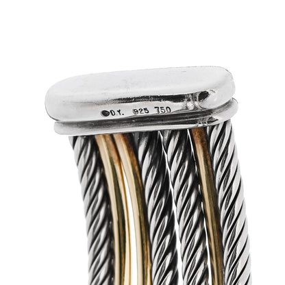 David Yurman Sterling Silver 18K Yellow Gold 21mm Four Row Crossover Cuff Bracelet 3 of 3