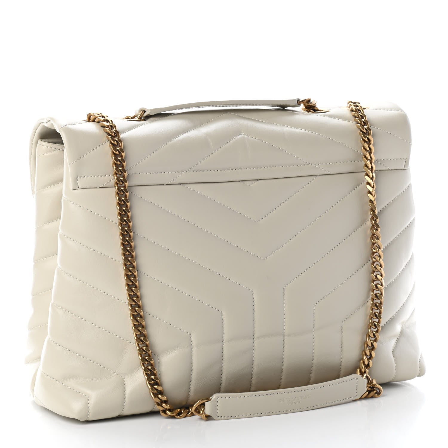 Saint Laurent Calfskin Y Quilted Monogram Medium Loulou Chain Satchel Crema Soft 3 of 5
