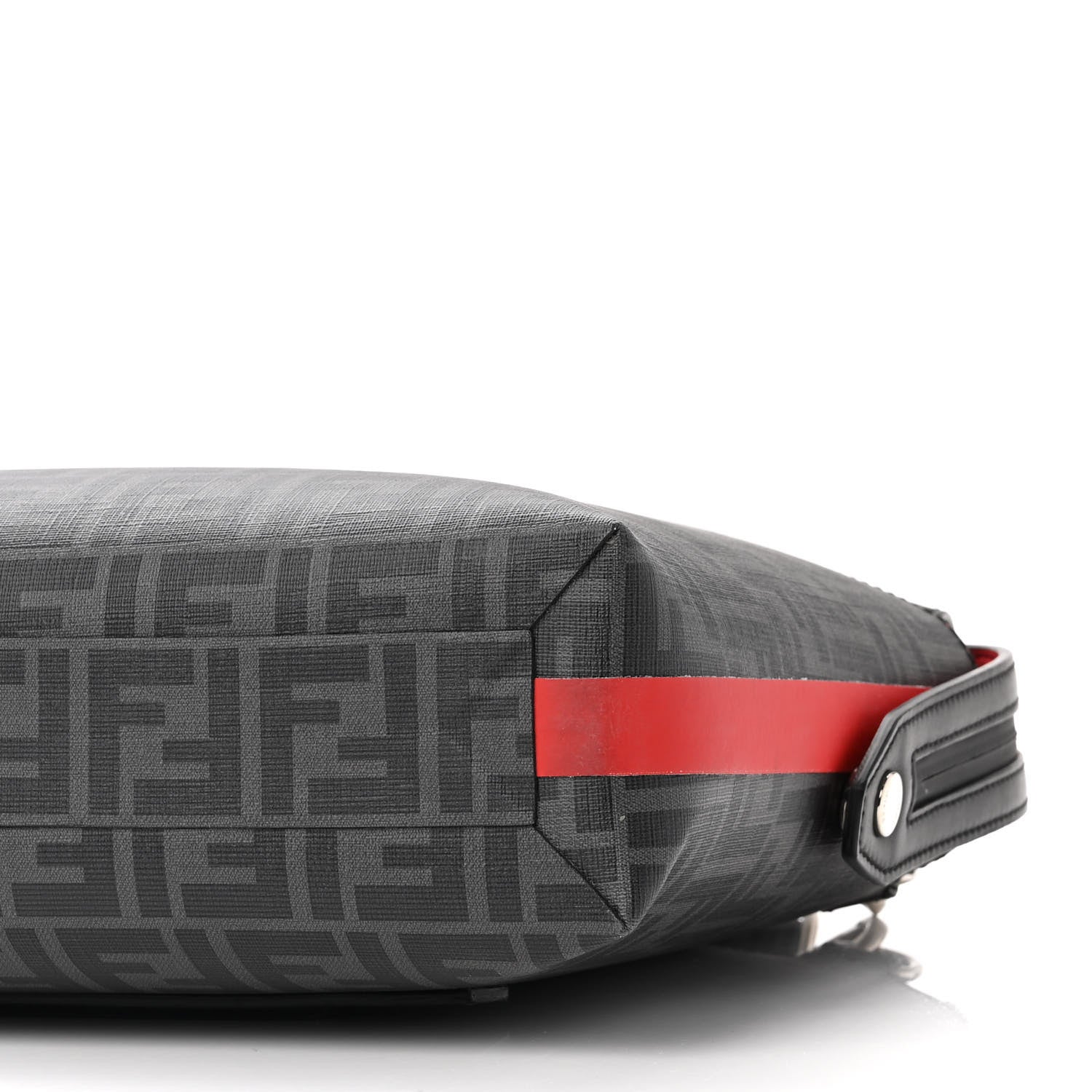 Fendi Glazed Fabric Vitello Grace Century FF 1974 Heat Sealed By The Way Messenger Bag Black Rosso 10 of 11
