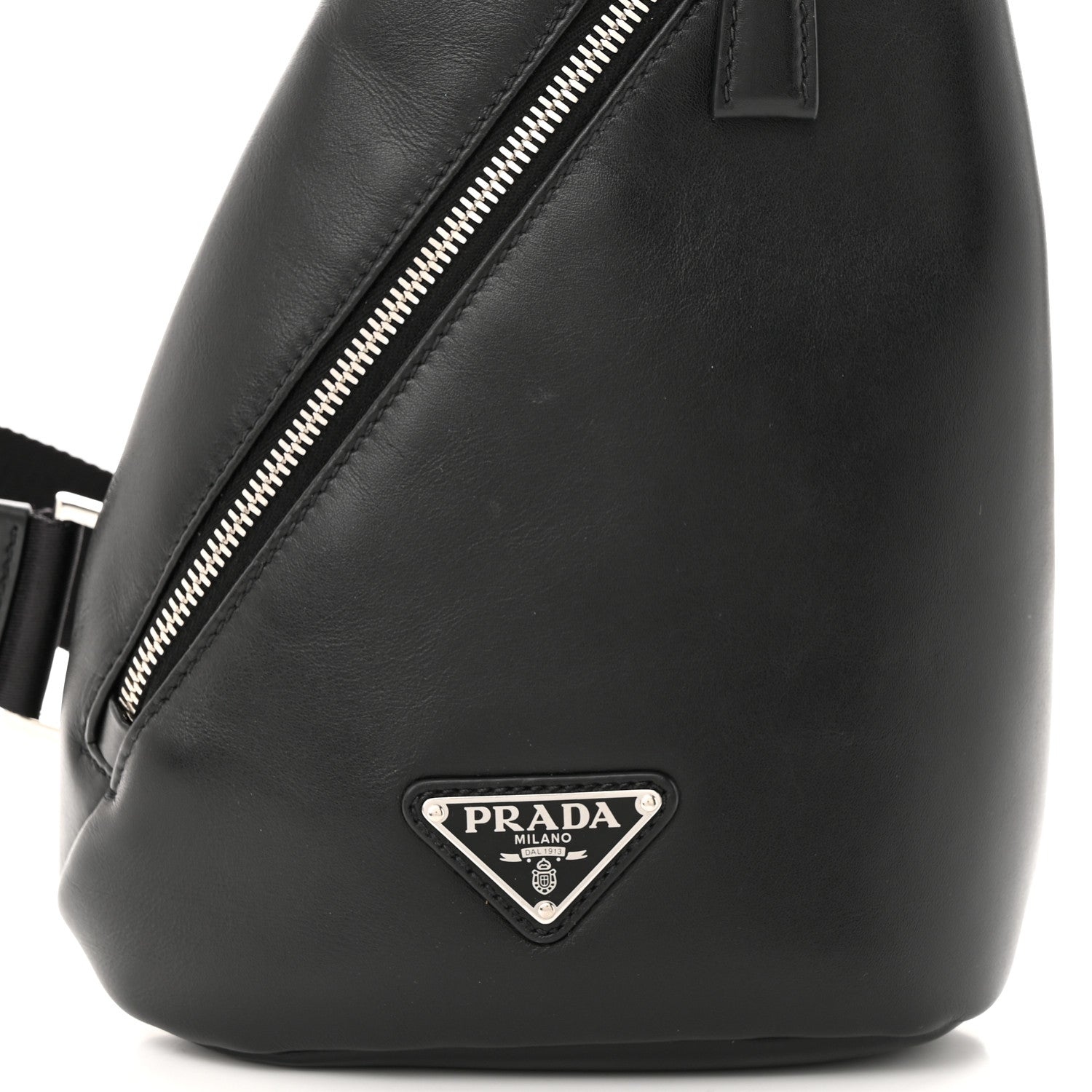 Prada Softy Calfskin Triangle Cross Bag Black 7 of 10