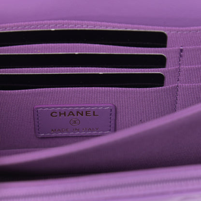 Chanel Lambskin Enamel Quilted Pending CC Clutch With Chain Purple 6 of 9