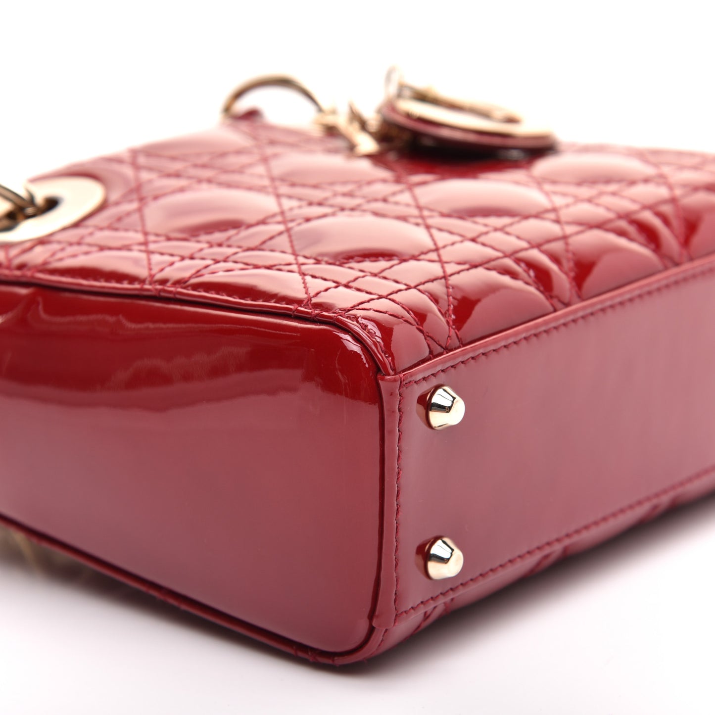 Patent Cannage Mini Lady Dior Red