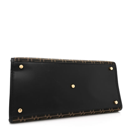 Fendi X VERSACE Fabric Jacquard Calfskin Plexiglass Fendace FF Medusa Studded Large Fendi Sunshine Shopper Tote Marrone Fuxia 4 of 12