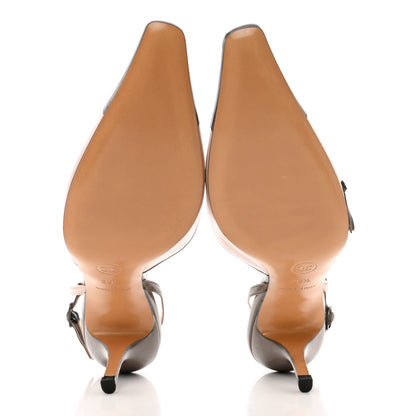 Chanel Lambskin CC Cap Toe Bow Slingback Pumps 39.5 Pink Grey 5 of 8