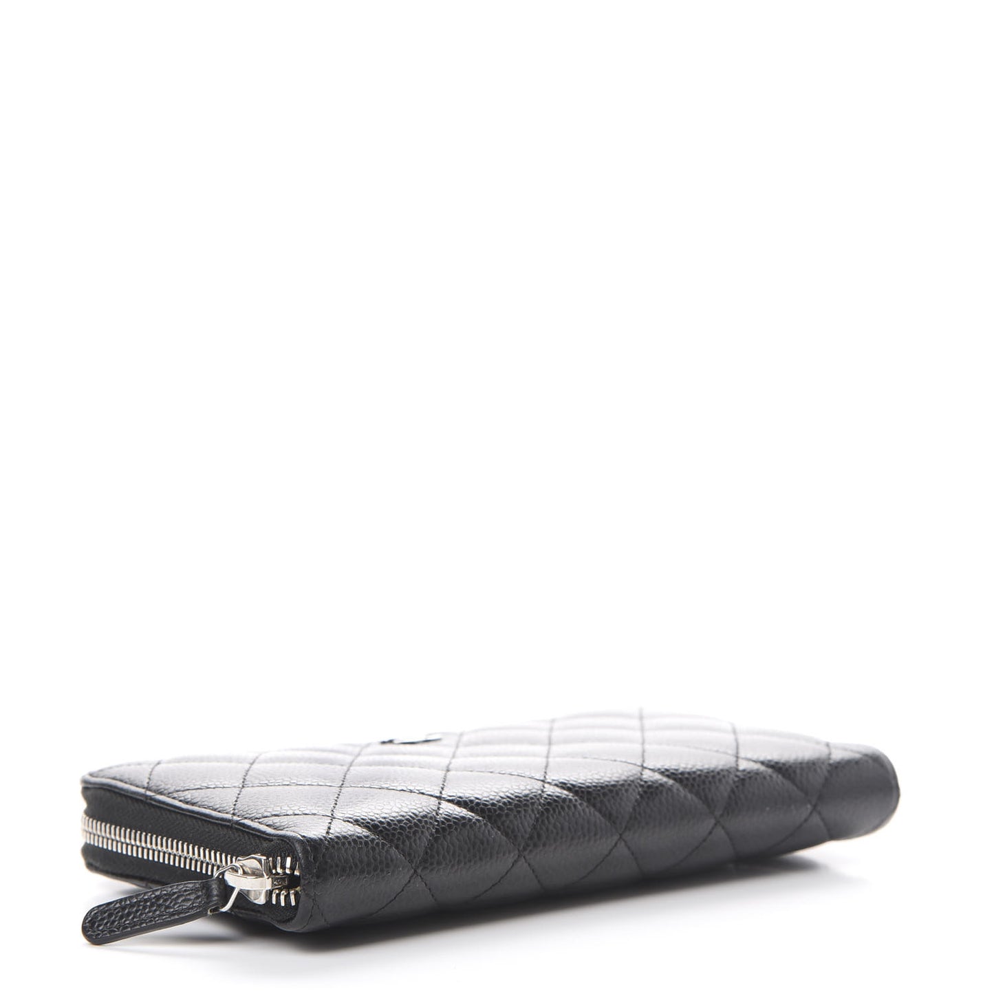 Caviar Quilted Large Gusset Zip Around Wallet Black