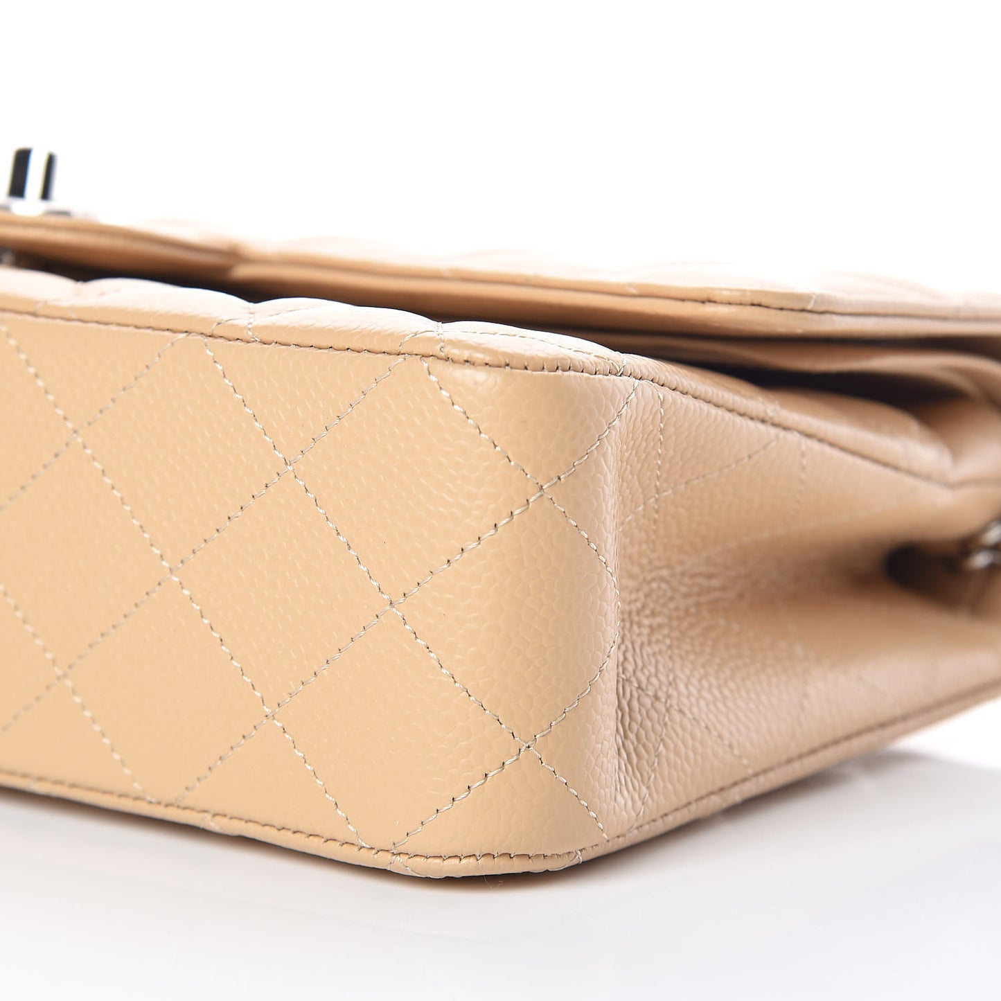 Caviar Quilted Medium Double Flap Beige Clair