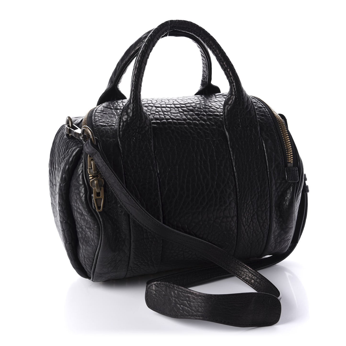 Pebbled Lambskin Rockie Black Antique Brass Hardware