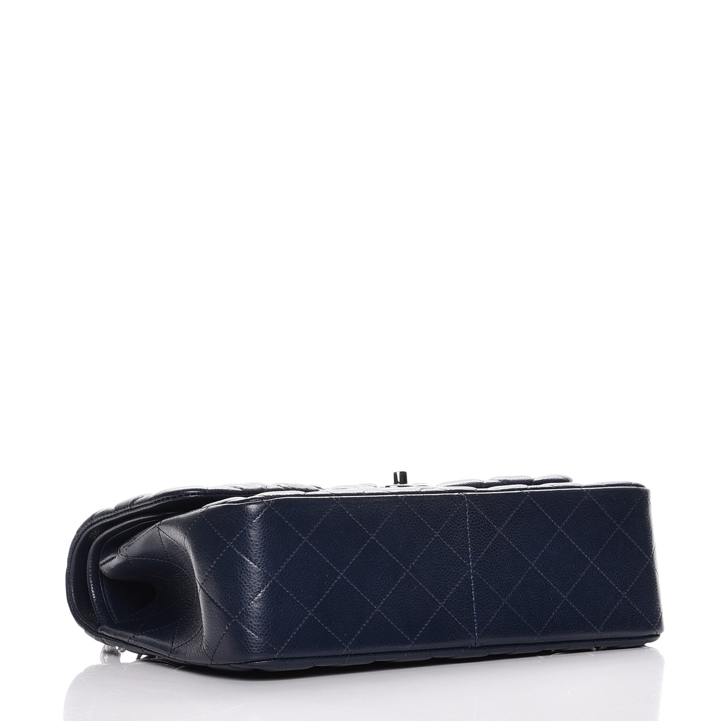 Caviar Quilted Jumbo Double Flap Navy Blue