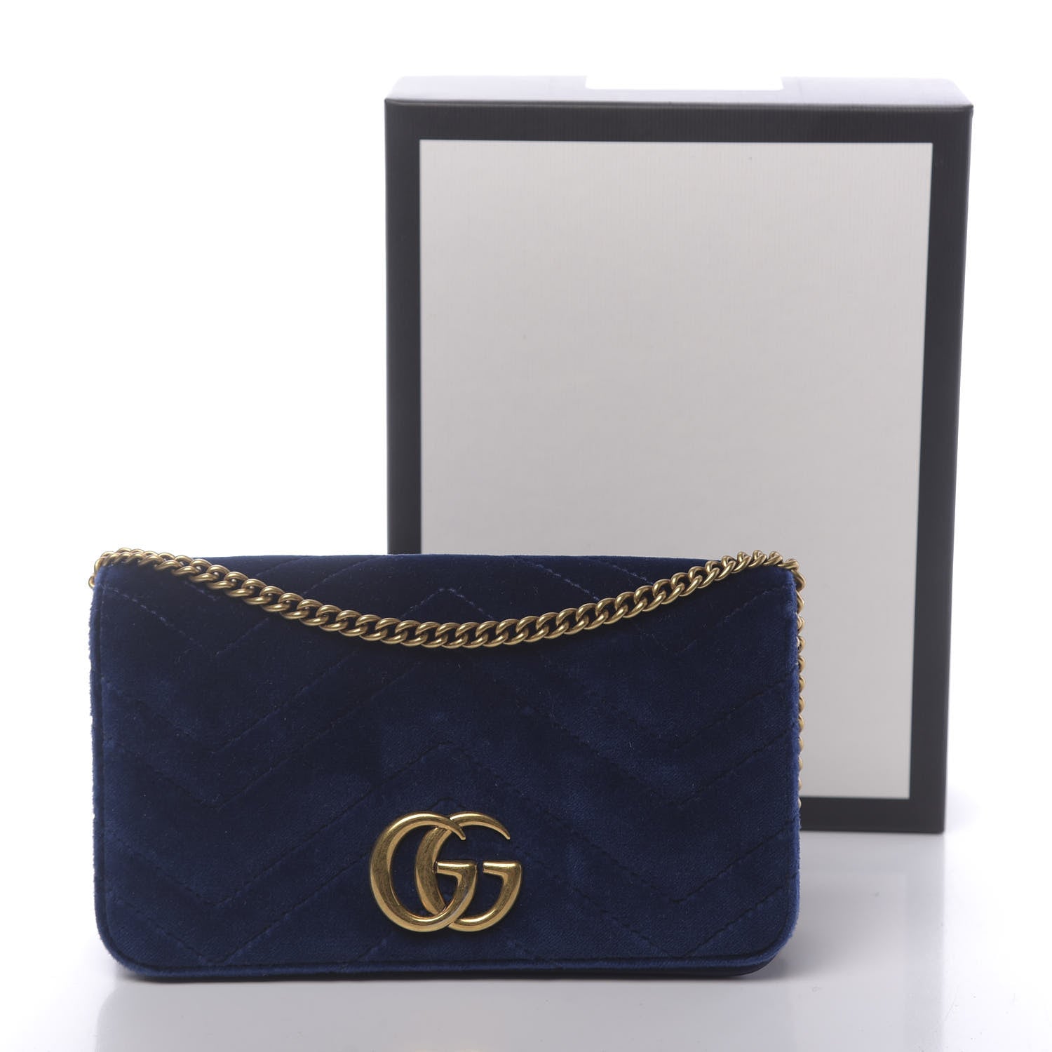 Gucci Velvet Matelasse GG Marmont Mini Bag Cobalt Blue 11 of 11