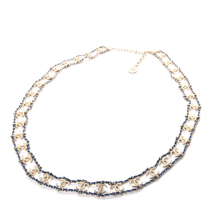 Chanel Calfskin CC Chain Fancy Belt 90 Gold Blue 1 of 4