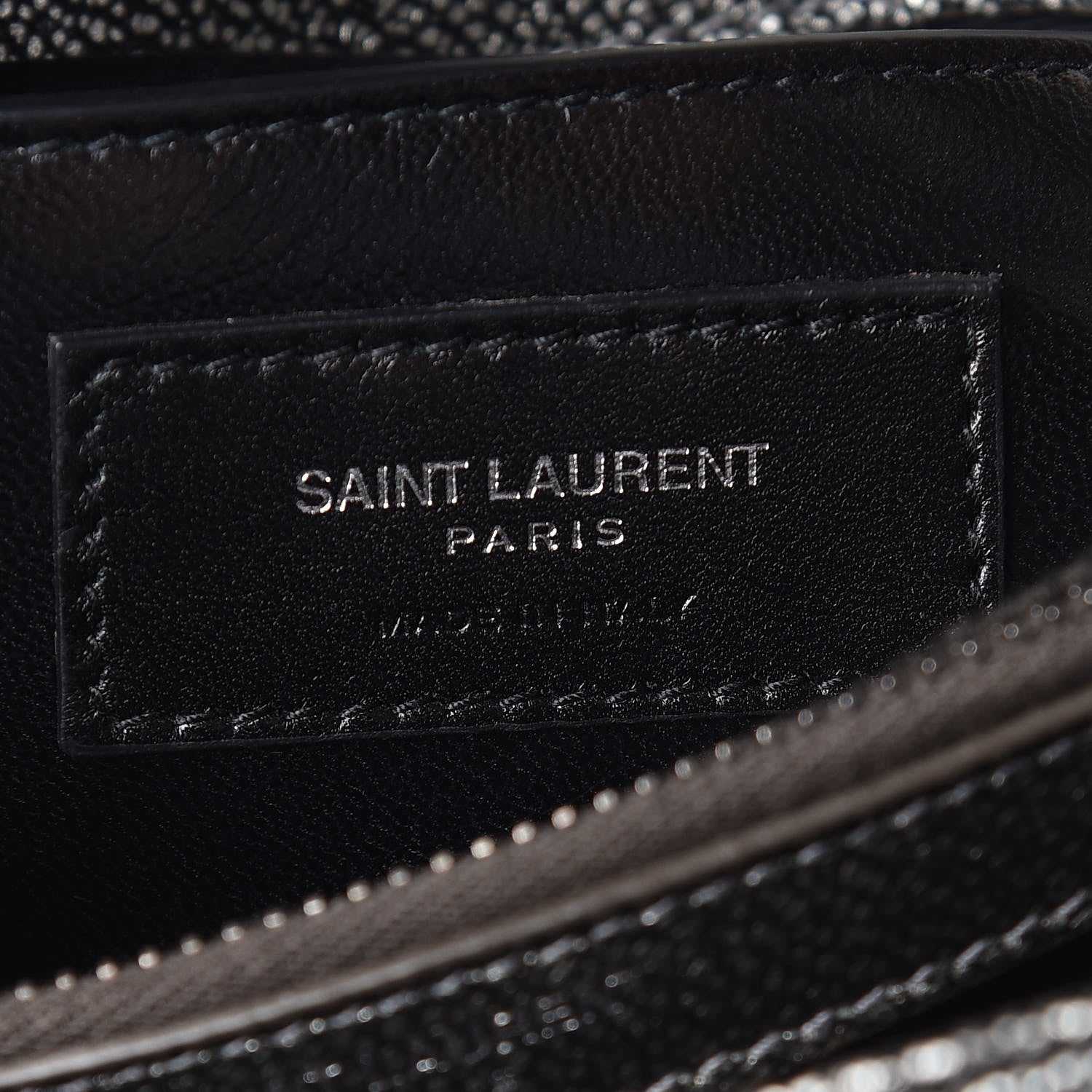 Saint Laurent Metallic Grain De Poudre Matelasse Chevron Monogram Medium College Bag Gunmetal 8 of 9