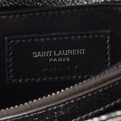 Saint Laurent Metallic Grain De Poudre Matelasse Chevron Monogram Medium College Bag Gunmetal 8 of 9