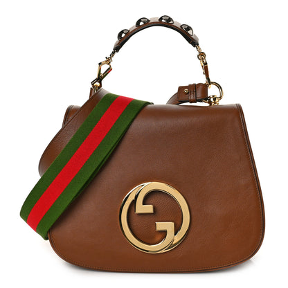 Gucci Roxy Calfskin Web Medium Blondie Top Handle Shoulder Flap Bag Cuir 1 of 8