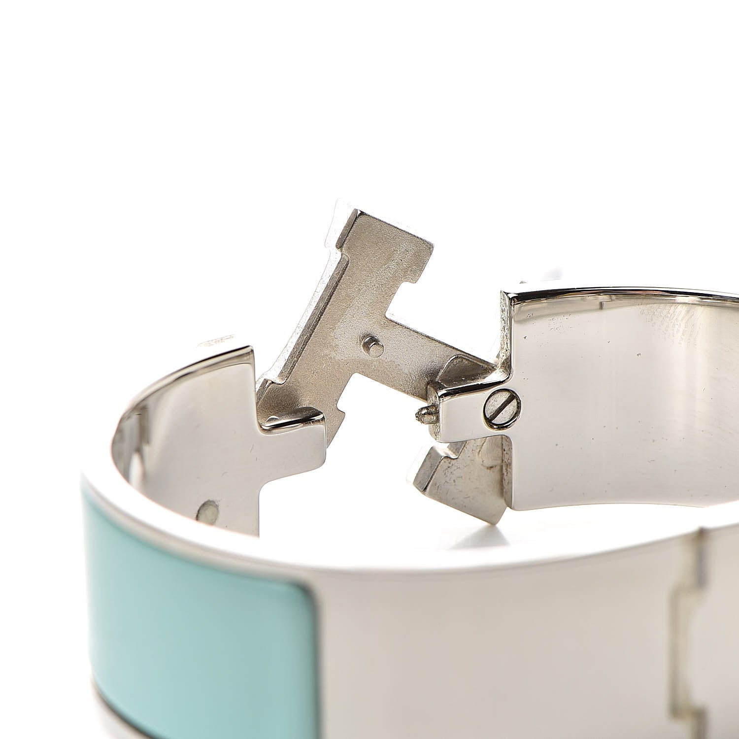 Hermes Enamel Wide Clic Clac H Bracelet GM Lagon White 5 of 6
