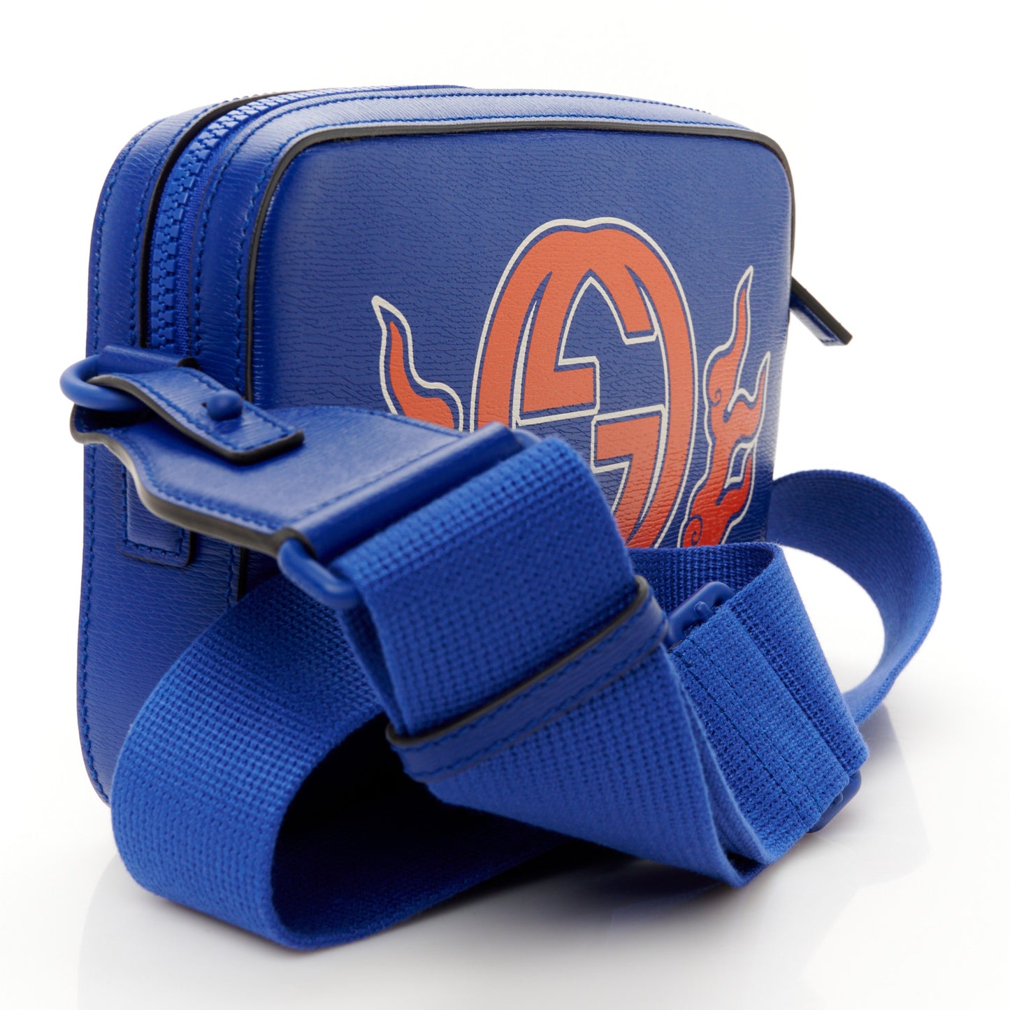 New Shanghai Calfskin Interlocking G Logo Camera Crossbody Bag Cobalt Blue Orange