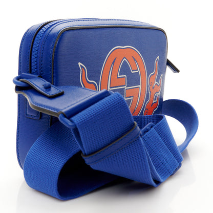 Gucci New Shanghai Calfskin Interlocking G Logo Camera Crossbody Bag Cobalt Blue Orange 3 of 12
