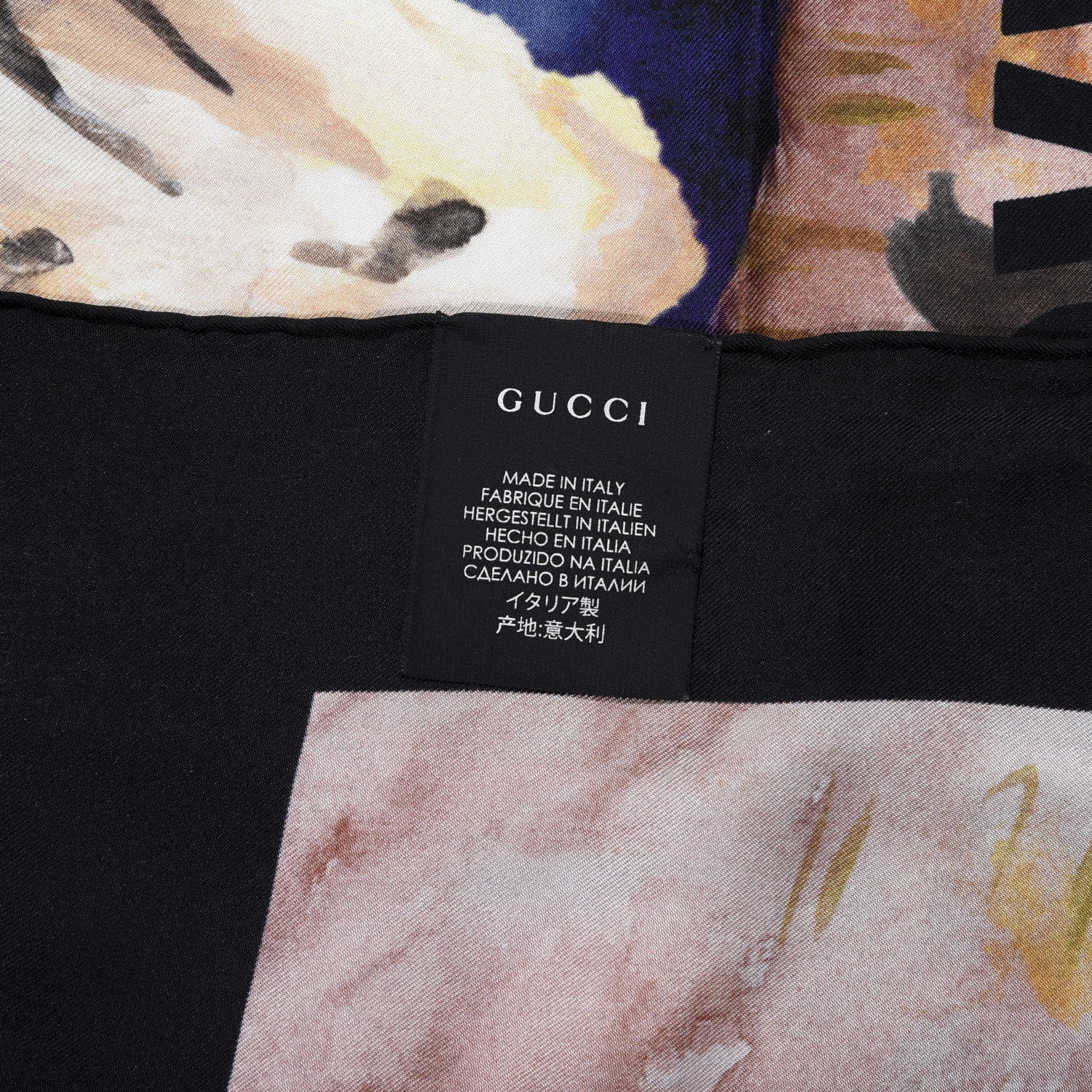 Gucci Silk Guccify Yourself Printed Scarf Black Multicolor 4 of 4